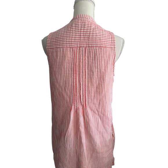 QUINCE Pink Striped Swing Button Dress Size Small - Picture 4 of 9